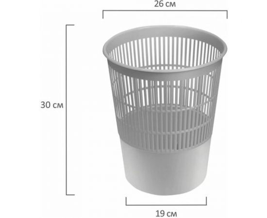 Корзина для бумаг BRAUBERG сетчатая, 14 литров, серая 237004 – изображение 3