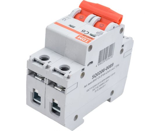 Автоматический выключатель ВА47-29 (2Р; 6 А; 4.5 кА; С) TDM SQ0206-0089 – изображение 4
