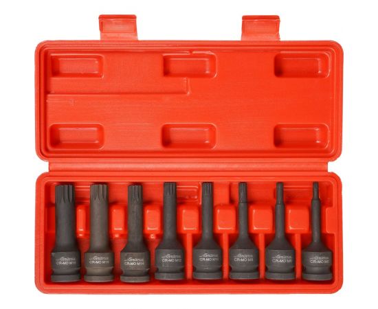 Набор головок ударных внешний SPLINE 8 шт, M5-M6-M8-M10-M12-M14-M16-M18, 78 мм, 1/2"" Airline ATAS051 