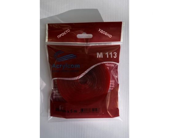 Акриловая лента Акрилком М113 прозрачный носитель, 0,8 мм х 20 мм х 5 м М113 20мм 