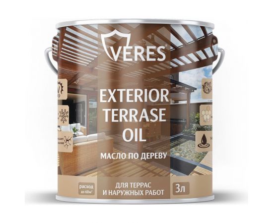 Масло для дерева VERES exterior terrase oil, 3 л, сосна 255547 