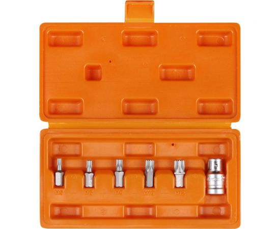Набор бит вставок SPLINE (3/8"", 30 мм, адаптер 1/2"" DR, 6 предметов, в кейсе) Airline AT-B-49 