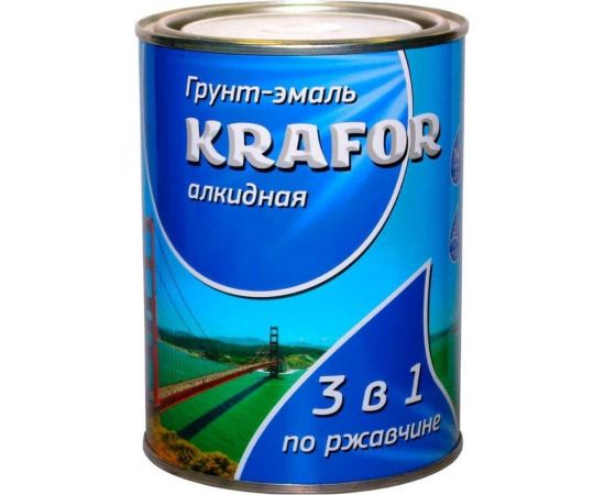 Алкидная грунт-эмаль по ржавчине Krafor белая 5.5 кг 4 26679 