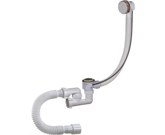 Сифон для ванны ORIO 1 1/2х40 полуавтомат, регулируемый с переливом и гибкой трубой 40/50 А-28089 