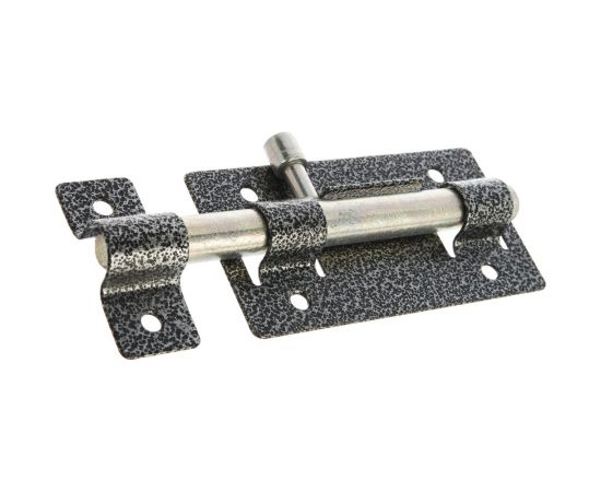 Накладная задвижка для дверей Россия ЗД-01 корпус порошковое покрытие стержень цинковое покрытие серебро круглый засов 14 мм 64x115 мм 37772-1 – изображение 2