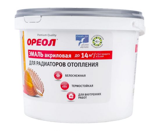 Эмаль для радиаторов отопления Ореол (термостойкая; акриловая; глянцевая; белая; 2.5 кг) 76514 – изображение 2