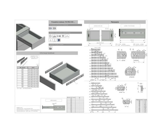 Шариковые направляющие полного выдвижения GTV 45х250 мм, 50 кг PK-PRO-H45-250 – изображение 2