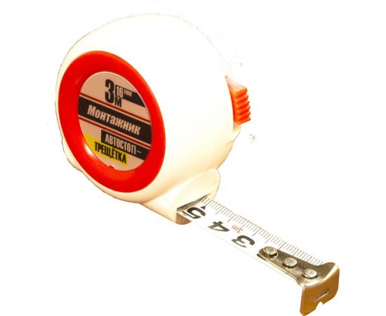 Рулетка с автостопом-трещоткой Монтажник 3 м х 16 мм 604316 – изображение 2