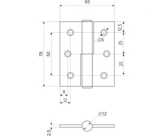 Универсальная петля НОРА-М 3""-2ВВ FHP AB брон.покр. 75х63х2,5 №2 11463 – изображение 3