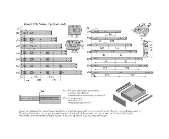 Шариковые направляющие с выталкивателем GTV PK-P-H45-550-GX – изображение 3