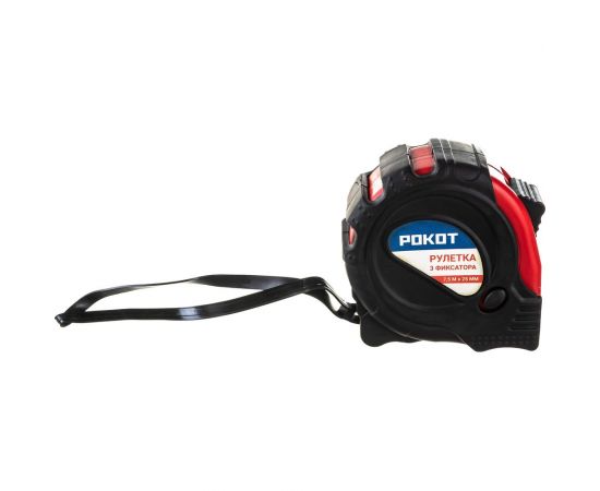 Рулетка с обрезиненным корпусом РОКОТ 7,5мх25мм, 3 фиксатора 658-039 – изображение 3