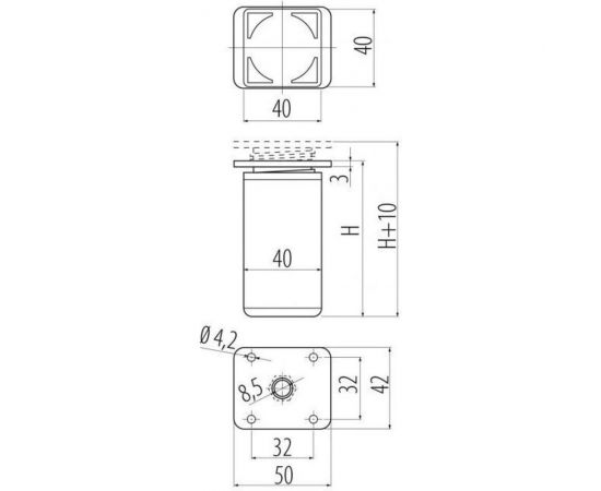 Регулируемая опора GTV NM-DАК27-100, 100 мм, 70 кг, 4 шт. NM-DAK27-100-K – изображение 3