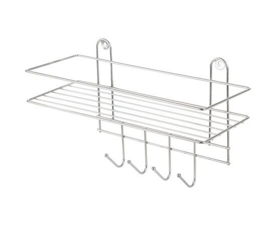 Настенная полка Рыжий кот Lecco Plus 33*12,5*21 см 4 крючка хром 310865 