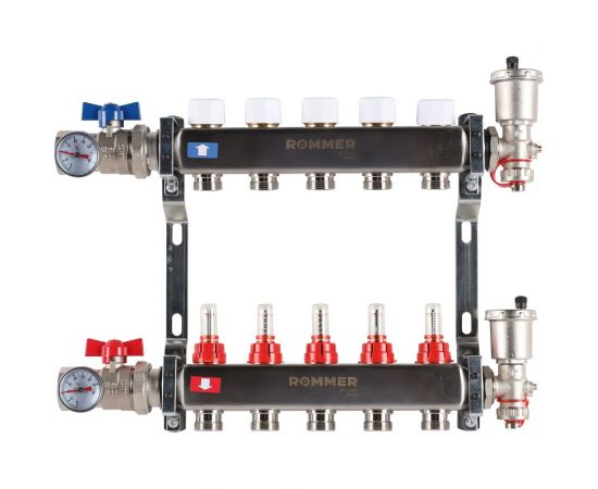 Коллектор из нержавеющей стали ROMMER в сборе, с расходомерами, 5 выходов Rms-1210-000005 RG0091LAMEV7UQ 