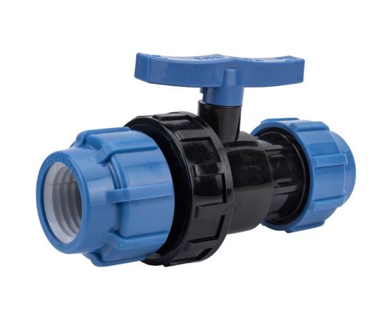 Шаровой компрессионный кран Политэк разъемный d 50 тпк-аква 555220050 