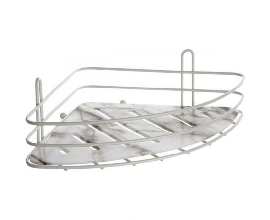 Полка для ванной комнаты Raindrops White угловая, с пластиковой вставкой, на присоске W6746-1AM 