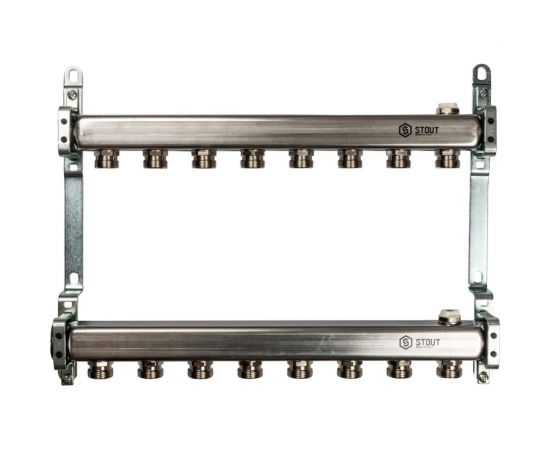 Коллектор из нержавеющей стали для радиаторной разводки STOUT 8 выходов SMS 0923 000008 