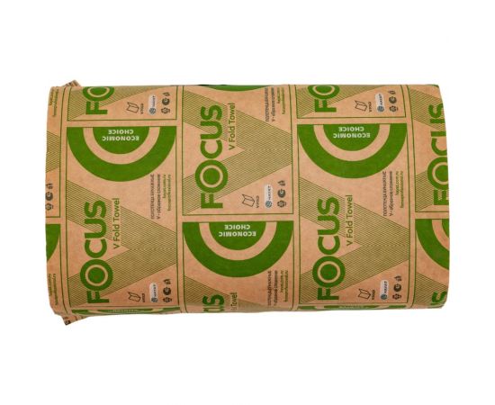 Бумажное полотенце FOCUS ECO листовое, 1-слой, 200 листов в упаковке, V-сложения, белое H-5049975 