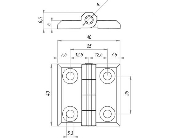 Универсальная шарнирная петля EMES ZMB40X40 – изображение 2