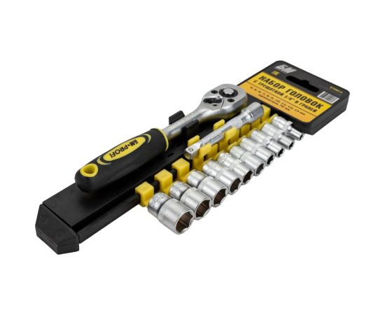 Набор головок БМ 1/4""DR 6-гр.12 предметов с трещоткой 4,5,6,7,8,9,10,11,12,13 мм с удлинителем 1/4"" 75 мм 970814 – изображение 2