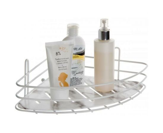 Полка для ванной комнаты Raindrops White угловая, с пластиковой вставкой, на присоске W6746-1AM – изображение 2