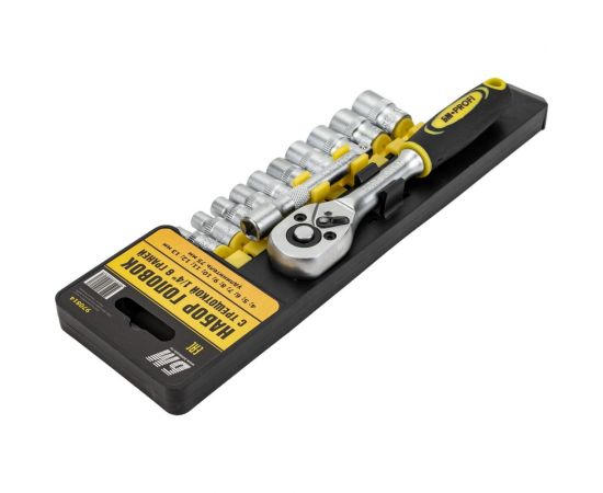 Набор головок БМ 1/4""DR 6-гр.12 предметов с трещоткой 4,5,6,7,8,9,10,11,12,13 мм с удлинителем 1/4"" 75 мм 970814 – изображение 3