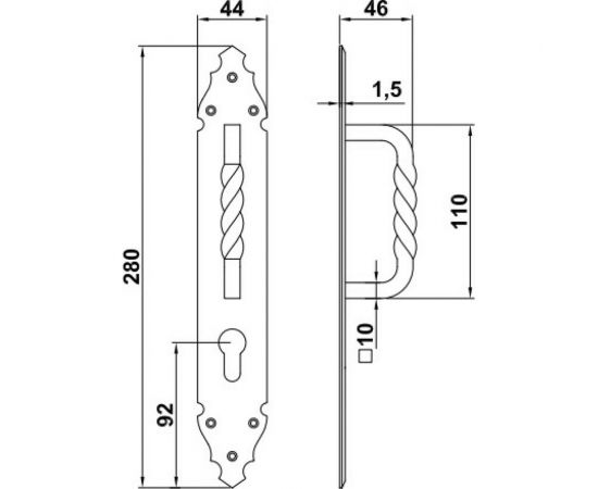 Ручка-скоба для врезного замка Amig черная 105-280х45 – изображение 3