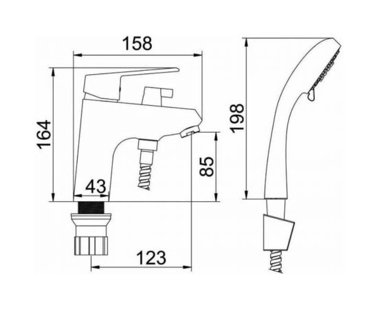 Смеситель на борт ванны D-Lin с лейкой D131302-2 – изображение 3