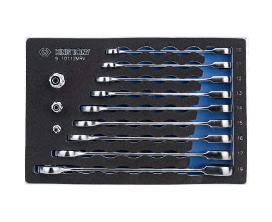 Набор трещоточных комбинированных ключей, ложемент, 12 предметов KING TONY 9-10112MRV – изображение 3