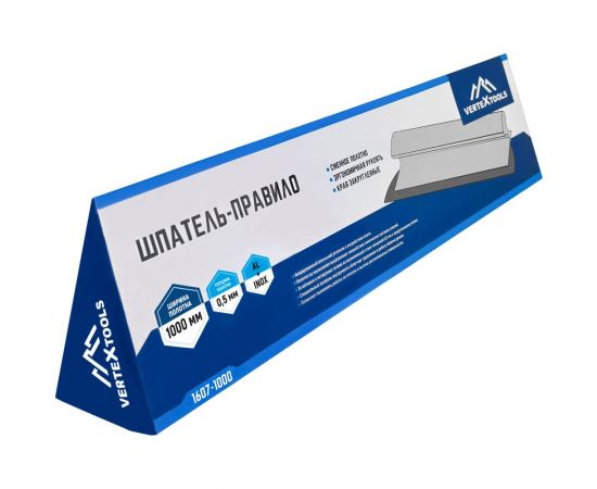 Шпатель-правило vertextools 1000мм, толщина 0,5мм, алюминевый+нержавеющая сталь 1607-1000 – изображение 4