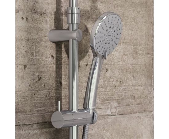 Душевая система Damixa Jupiter со смесителем полкой: верхний душ, ручной душ., штанга варио, хром 977730000 – изображение 5