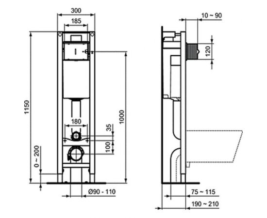 Унитаз с инсталляцией Ideal Standard Prosys Eco Frame Eurovit 3 в 1 W660101 – изображение 5