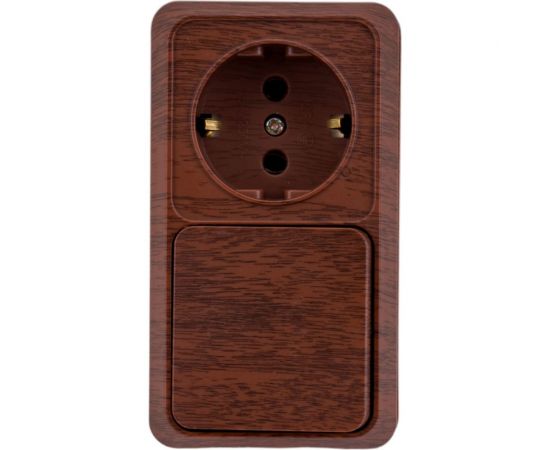 Бло: розетка с выключателем Intro Quadro 2-701-10 горизонтальный 16А-250В, IP20, открытая установка, венге, Б0053868 