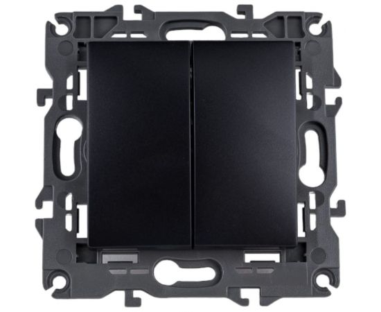 Двойной переключатель ЭРА Elegance 10АХ-250В, IP20, антрацит 14-1106-05 Б0034247 