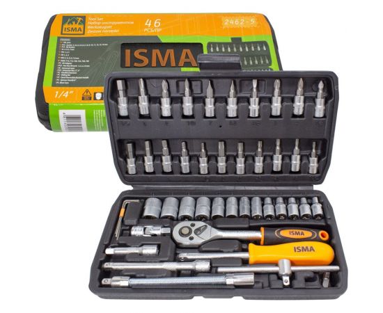 Набор инструментов ISMA 1/4" 46 предметов ISMA-2462-5(47891) 