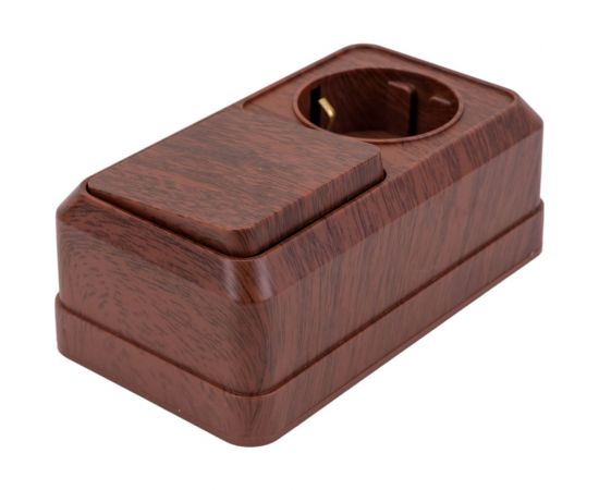 Бло: розетка с выключателем Intro Quadro 2-701-10 горизонтальный 16А-250В, IP20, открытая установка, венге, Б0053868 – изображение 2