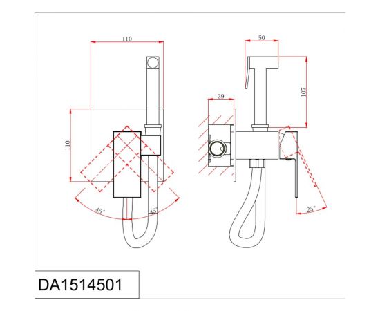 Смеситель для душа D&K Bayern.Liszt с гигиеническим душем встраиваемый DA1514505 – изображение 2