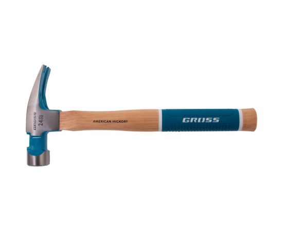 Молоток-гвоздодер GROSS 680 г, угол 75, магнит, обрезиненная рукоятка american hickory 10425 – изображение 3