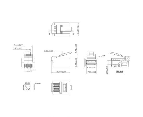 Телефонный коннектор RJ-12 Cabeus 100 шт 6P6C – изображение 3
