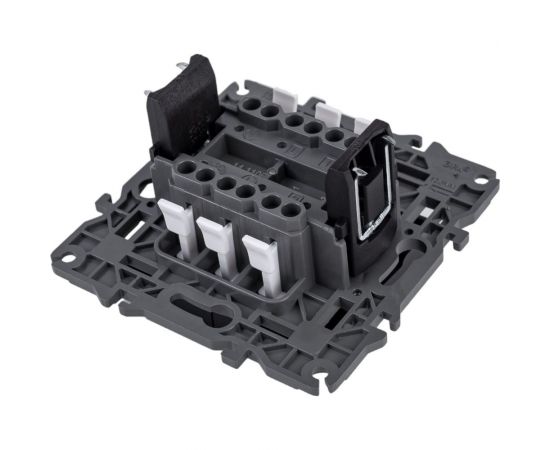 Двойной переключатель ЭРА Elegance 10АХ-250В, IP20, антрацит 14-1106-05 Б0034247 – изображение 3