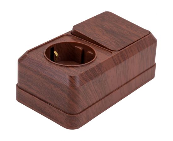 Бло: розетка с выключателем Intro Quadro 2-701-10 горизонтальный 16А-250В, IP20, открытая установка, венге, Б0053868 – изображение 3