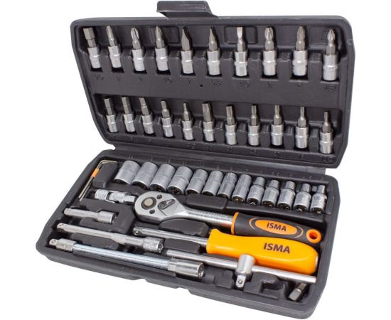 Набор инструментов ISMA 1/4" 46 предметов ISMA-2462-5(47891) – изображение 4