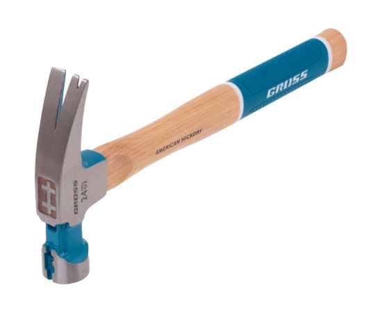 Молоток-гвоздодер GROSS 680 г, угол 75, магнит, обрезиненная рукоятка american hickory 10425 – изображение 4