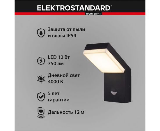Садово-парковый светильник Elektrostandard 1541 TECHNO LED с датчиком движения чёрный a053946 – изображение 4