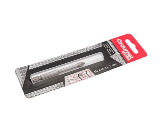 Сверло по кафелю и стеклу PREMIUM 6х75 мм, 4 режущие кромки DRAUMET 9198 – изображение 4