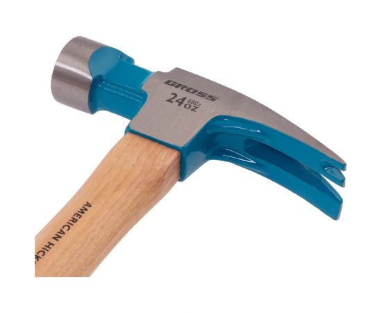 Молоток-гвоздодер GROSS 680 г, угол 75, магнит, обрезиненная рукоятка american hickory 10425 – изображение 5