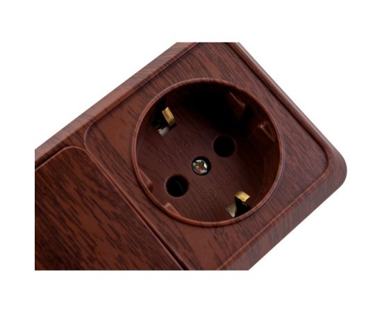 Бло: розетка с выключателем Intro Quadro 2-701-10 горизонтальный 16А-250В, IP20, открытая установка, венге, Б0053868 – изображение 5