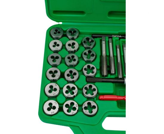 Набор метчиков и плашек TOPTUL М3-М12, 40 предметов JGAI4001 – изображение 6