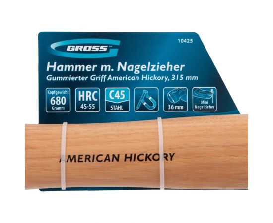 Молоток-гвоздодер GROSS 680 г, угол 75, магнит, обрезиненная рукоятка american hickory 10425 – изображение 9