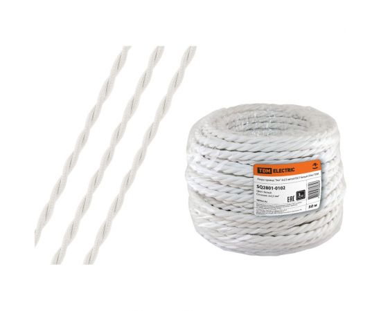 Ретро провод TDM ""Эко"" 2x2,5 витой ГОСТ белый 50м SQ2801-0102 
